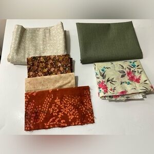 Quilting Fabrics Sewing Material Crafting Lot Cherry Blossom Red Green Tan Gold